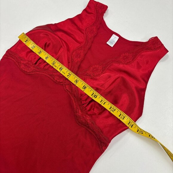 Vintage Y2K Babydoll Tank Top Womens M Red Lace Satin Vamp Dark Romantic - Picture 3 of 6